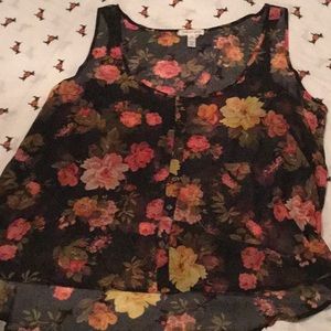 Women Floral button down tank top